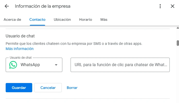 Configuración botón Whatsapp