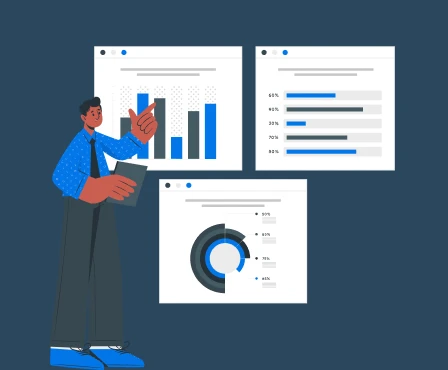 Gráficos mostrando análisis de resultados digitales con enfoque en optimización web, SEO y crecimiento de ventas.